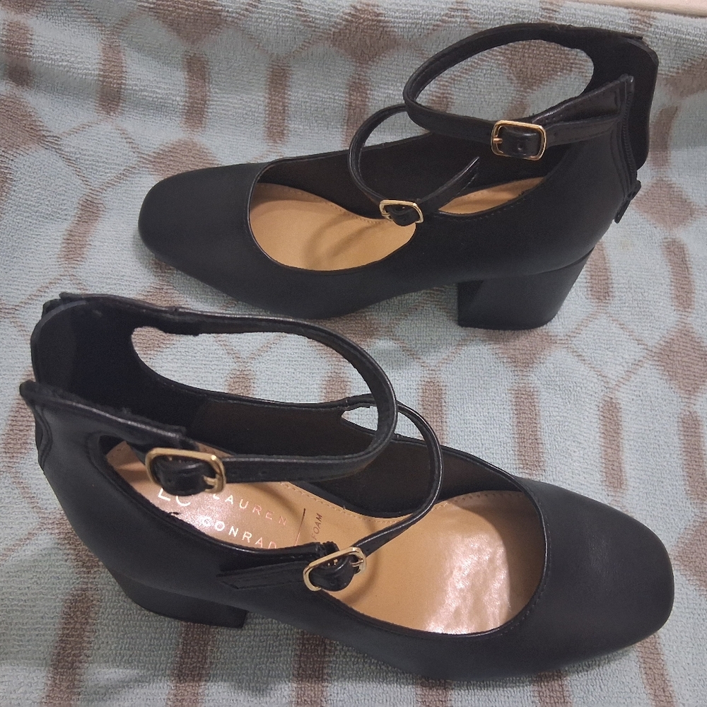 LC Lauren Conrad Bellinna Black Strappy Heels Size 7.5 Pre-owned